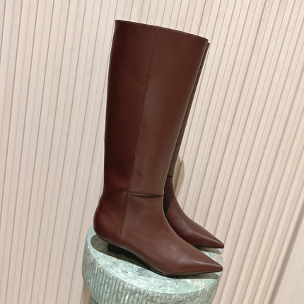 CELINE 26S HIGH-TOP BOOTS 55 MM IN BROWN CALFSKIN