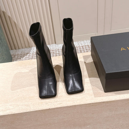 ALAIA 26S HEELED BOOTS 90 MM IN BLACK CALFSKIN