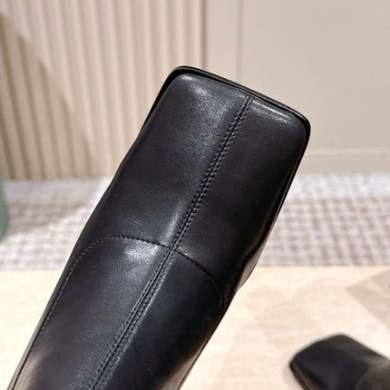 ALAIA 26S HEELED BOOTS 90 MM IN BLACK CALFSKIN