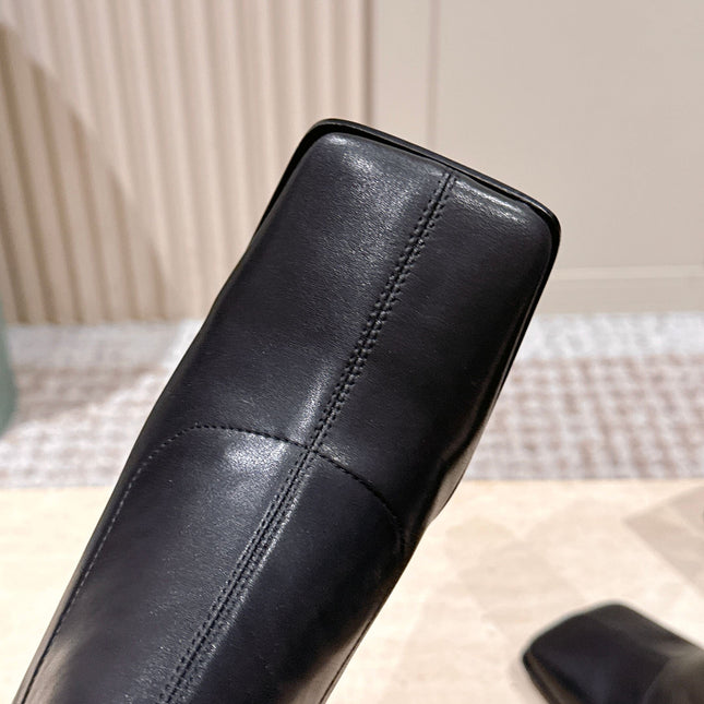 ALAIA 26S HEELED BOOTS 90 MM IN BLACK CALFSKIN