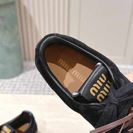 MIUMIU 25S ESPASNEAK ESPADRILLE SNEAKERS IN BLACK SUEDE