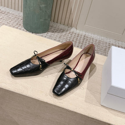 DIOR 26S MARY JANE 40MM IN BLACK AND RED CROCODILE EMBOSSED CALFSKIN KITTEN HEELS