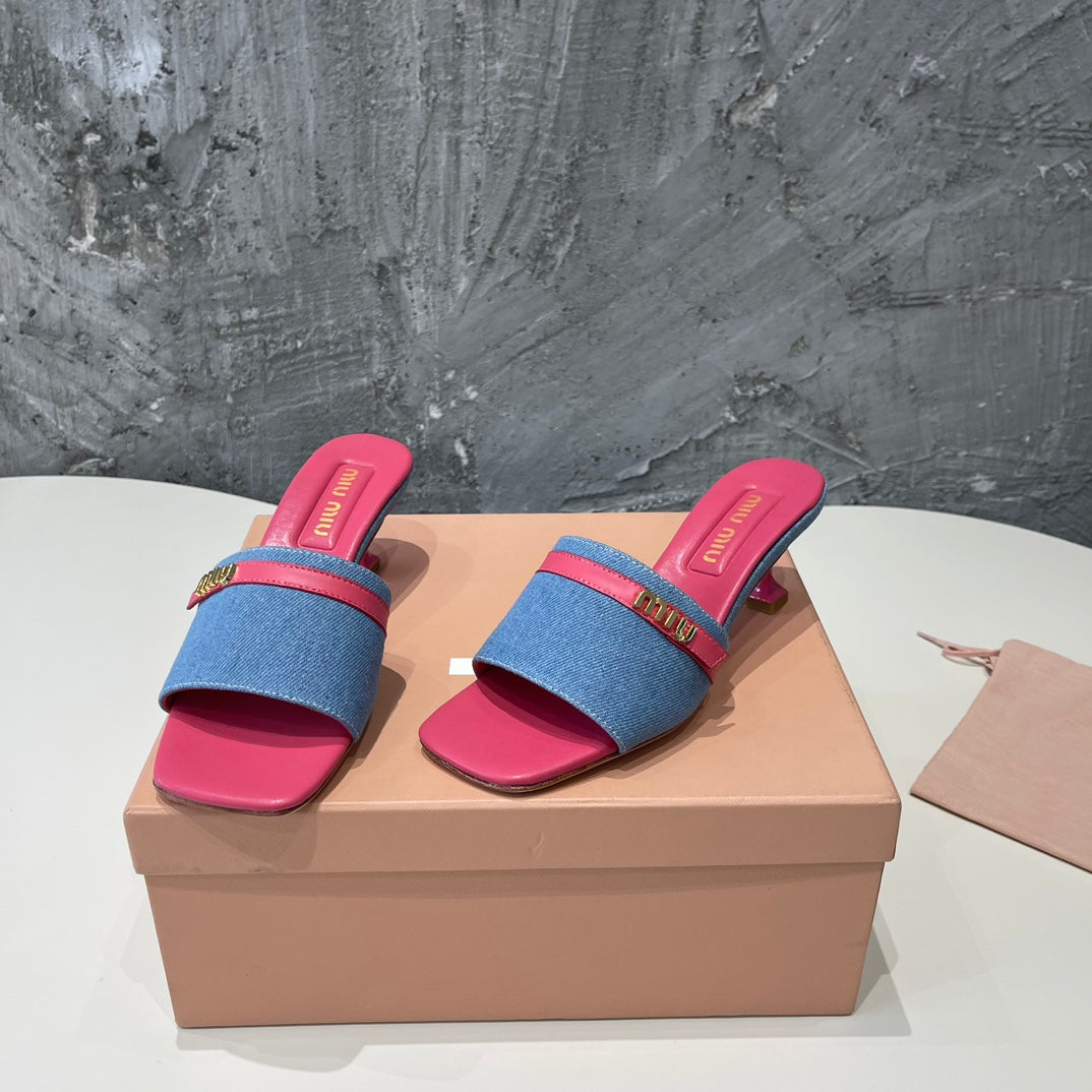 DEEP PINK HIGH HEEL WITH  BLUE STRAPS AND PINK BELT
