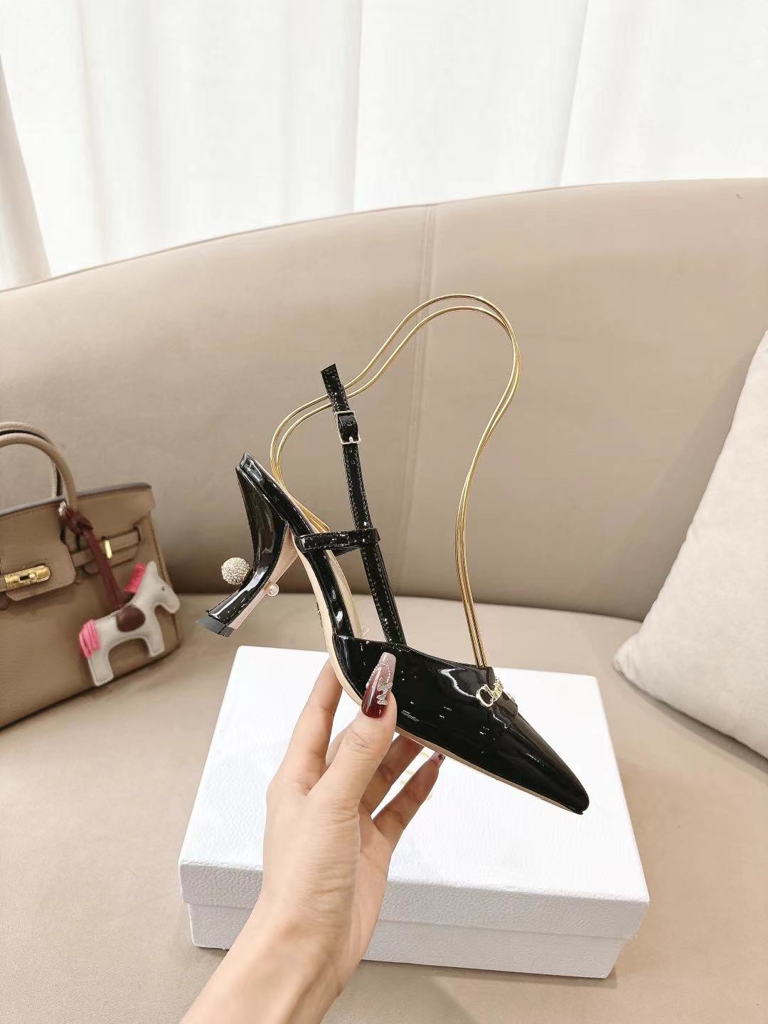 MY DD SLINGBACK PUMP 85MM IN BLACK CALFSKIN