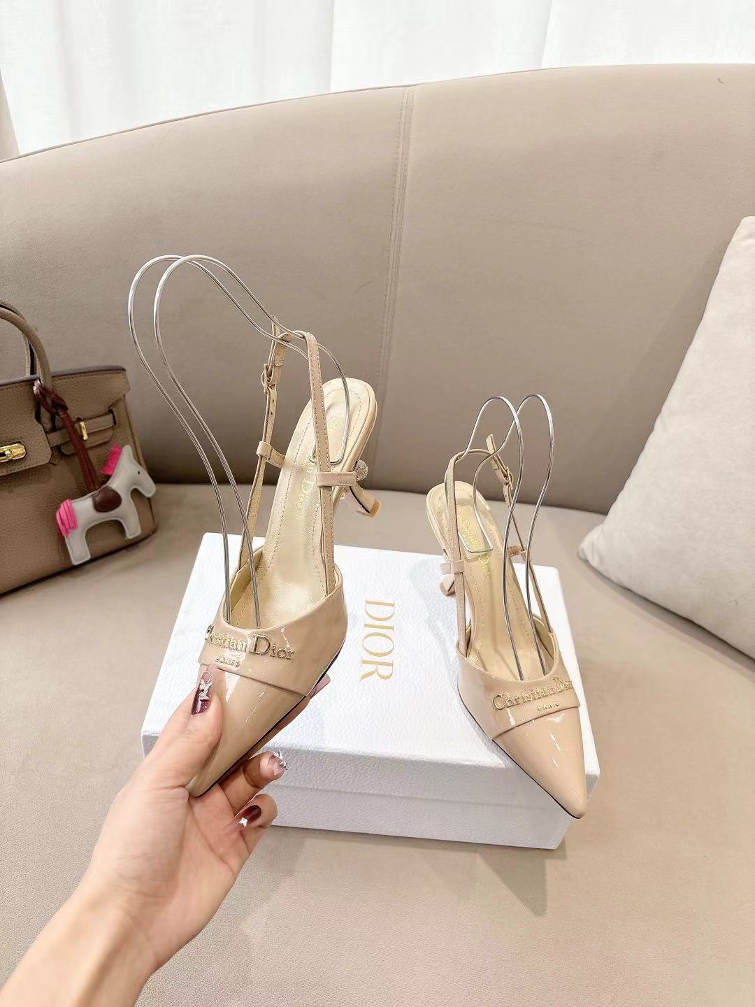 MY DD SLINGBACK PUMP 85MM IN BEIGE CALFSKIN