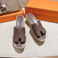 HM 25S HIGH WEDGE SANDALS IN DUSTY ROSE BROWN LAMBSKIN STYLE 19