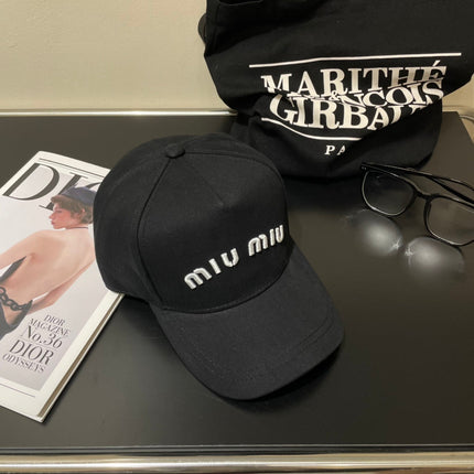MIUMIU EMBROIDERED DENIM BASEBALL CAP STYLE 74