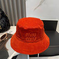 MIUMIU BUCKET IN ORANGE VELVET WITH LOGO