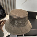 MIUMIU BUCKET IN MUTED BROWN VELVET WITH LOGO
