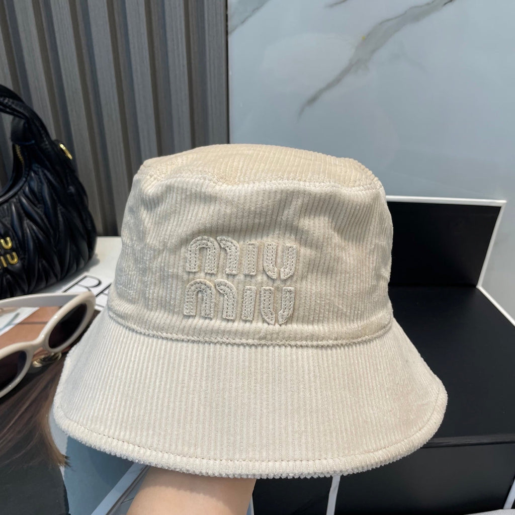 MIUMIU BUCKET IN CREAM WHITE VELVET WITH LOGO