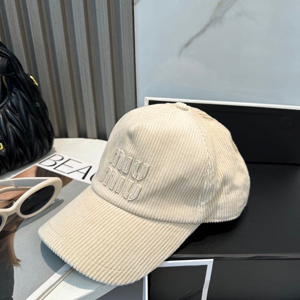 MIUMIU BASEBALL CAP IN CREAM WHITE VELVET