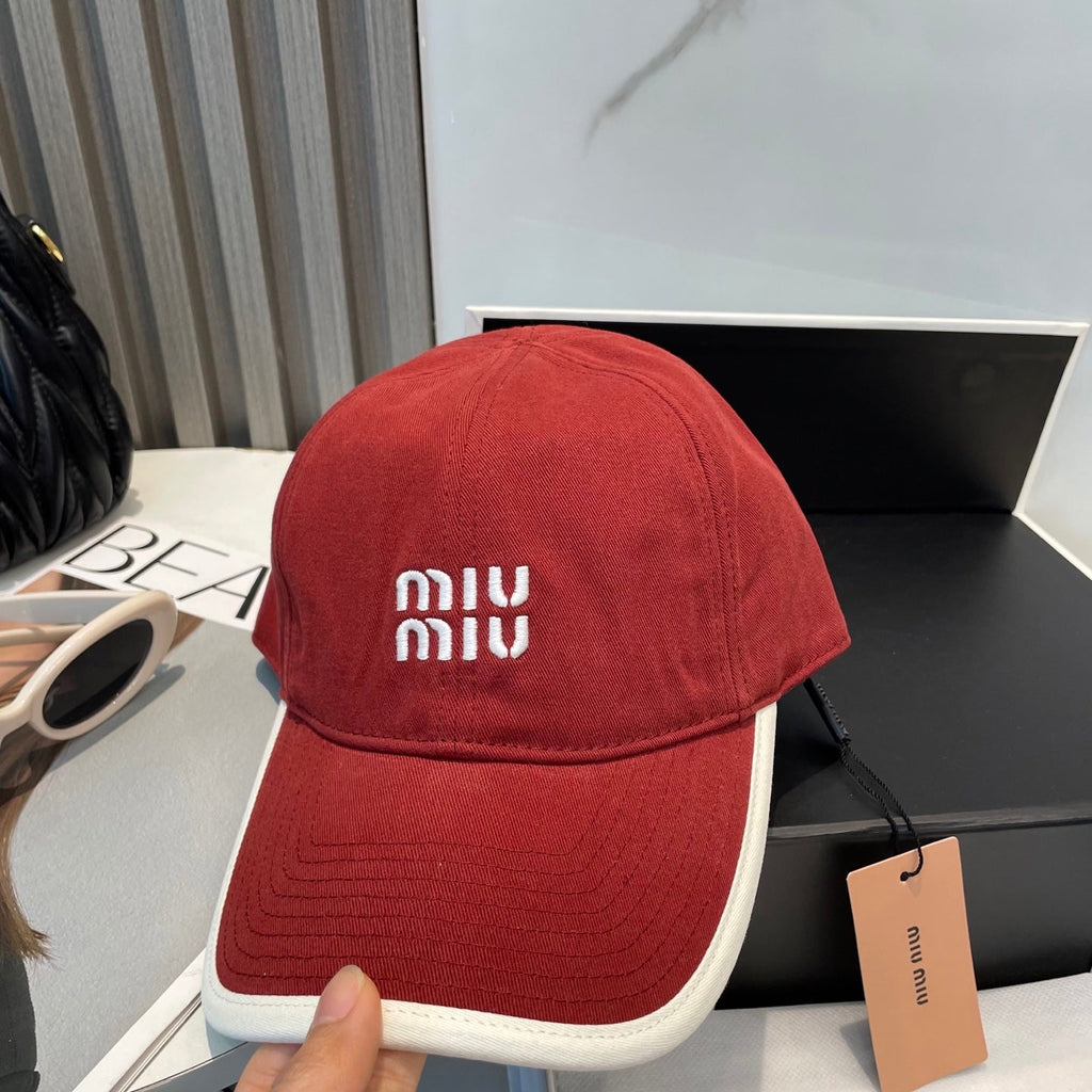 MIUMIU BASEBALL CAP IN RED FABRIC STYLE 9