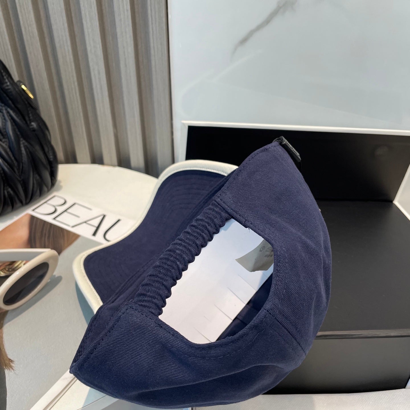MIUMIU BASEBALL CAP IN NAVY BLUE FABRIC STYLE 7