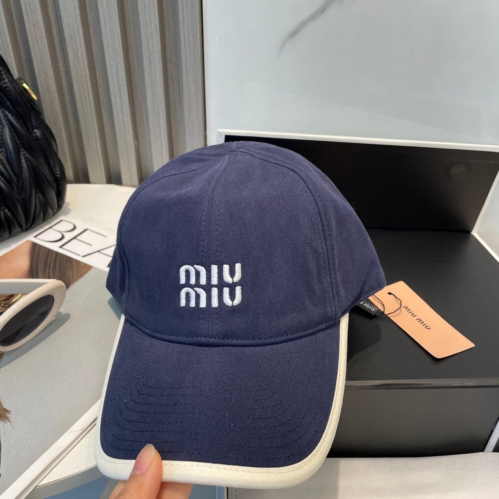 MIUMIU BASEBALL CAP IN NAVY BLUE FABRIC STYLE 7