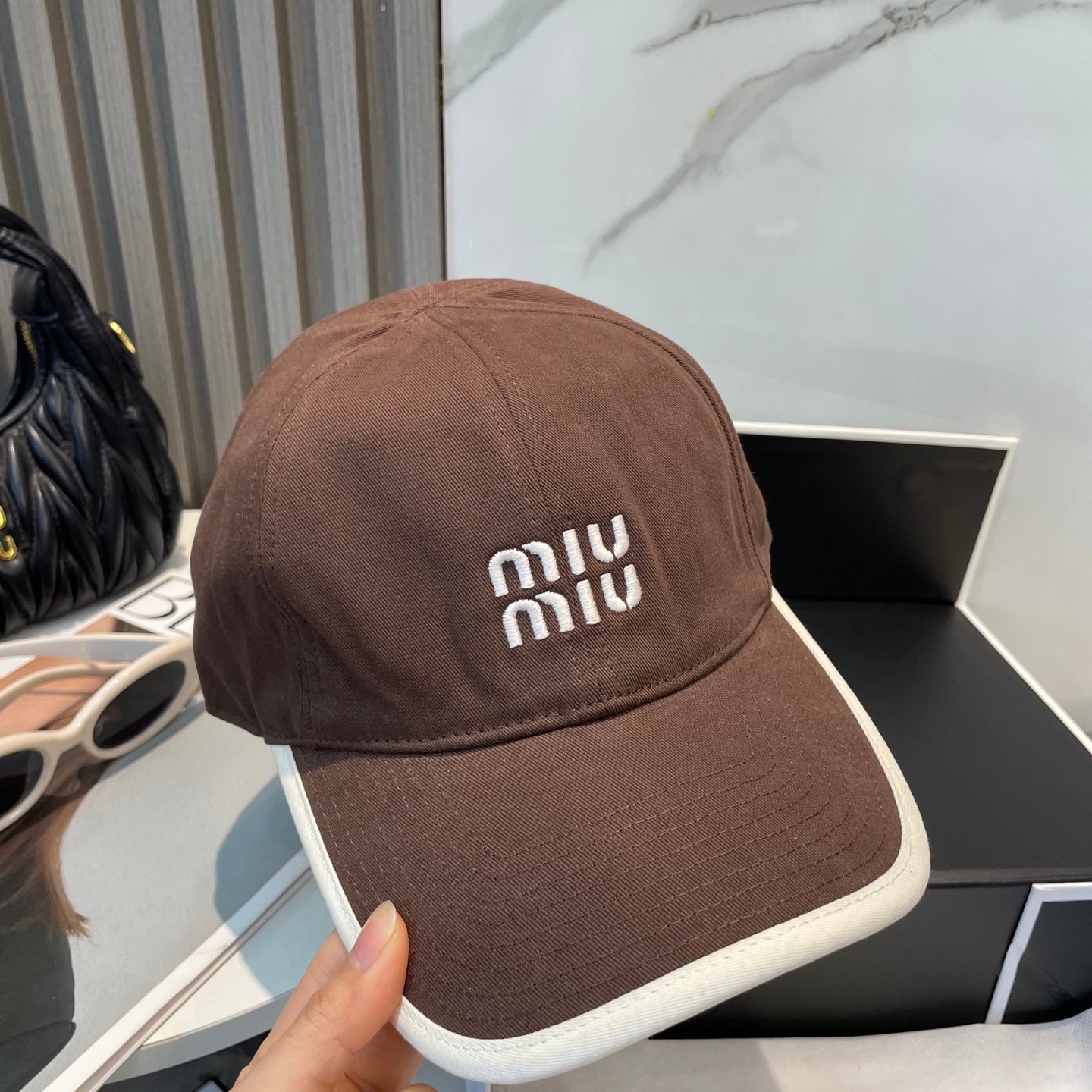 MIUMIU BASEBALL CAP IN BROWN FABRIC STYLE 6