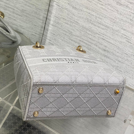 SMALL 24 LADY BAG IN PALE GRAY CANVAS