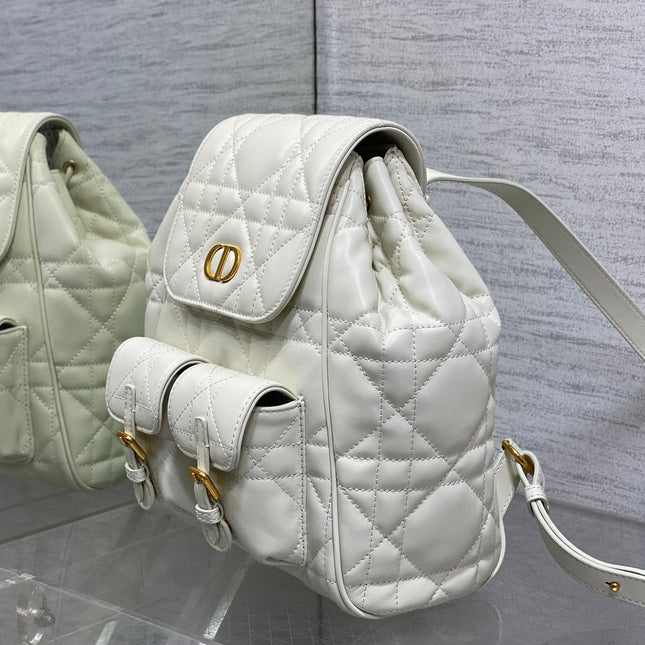 SMALL 23 CARO BACKPACK IN WHITE MACROCANNAGE LAMBSKIN