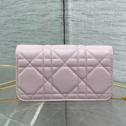 MONTAIGNE AVENUE MINI 19 BAG IN LIGHT PINK CALFSKIN WITH GOLD HARDWARE