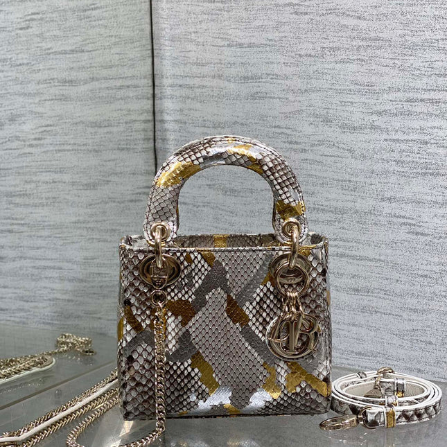 MINI 17 LADY BAG IN COLORFUL SNAKESKIN PATTERN LAMBSKIN 225983
