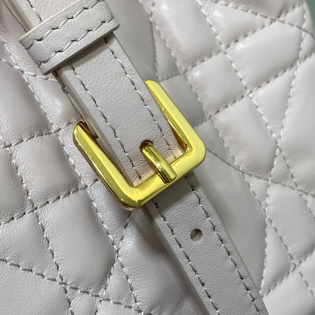MONTAIGNE MINI 18 BUCKET BAG WITH DRAWSTRING IN BABY PINK LAMBSKIN