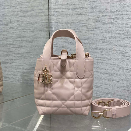 DIOR 25S ALWAYS MINI BAG 13 IN LIGHT PINK MACROCANNAGE CALFSKIN GOLD HARDWARE