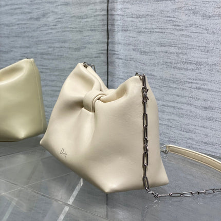 DIOR 26S BOW BAG 26 IN WHITE LAMBSKIN