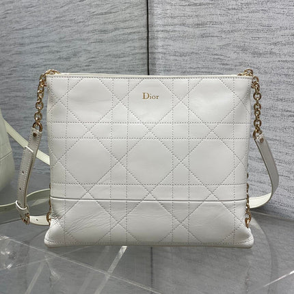 DIOR 26S TRIANON BAG 25 IN WHITE LAMBSKIN