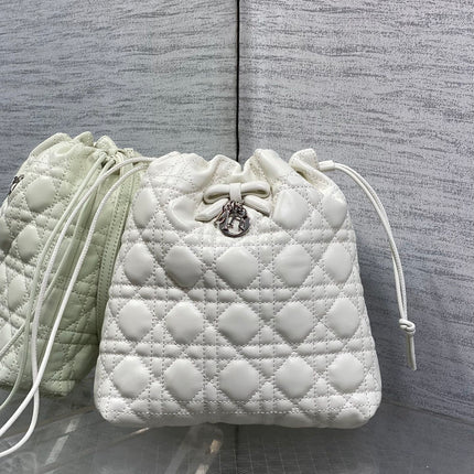 DIOR 26S ADIORABLE BUCKET BAG 20 IN WHITE LAMBSKIN