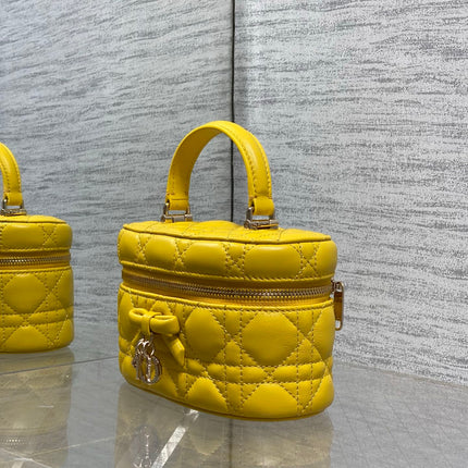 DIOR 26S MINI VANITY BAG 18 IN YELLOW LAMBSKIN