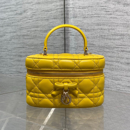DIOR 26S MINI VANITY BAG 18 IN YELLOW LAMBSKIN