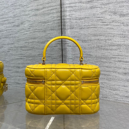 DIOR 26S MINI VANITY BAG 18 IN YELLOW LAMBSKIN
