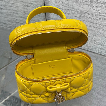 DIOR 26S MINI VANITY BAG 18 IN YELLOW LAMBSKIN