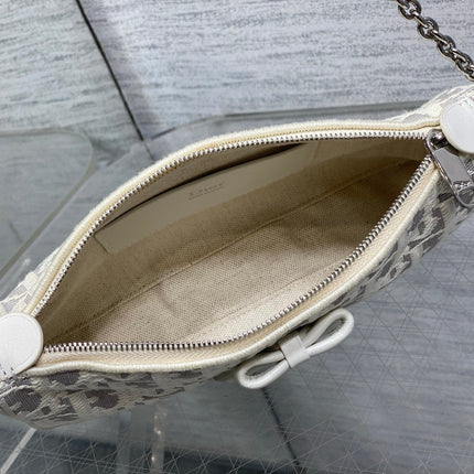 DIOR 26S PROMENADE BAG 22 IN BEIGE OBLIQUE JACQUARD