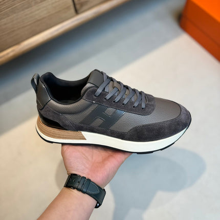 HM INTERACTIVE LACE-UP SNEAKER GRAY CALFSKIN