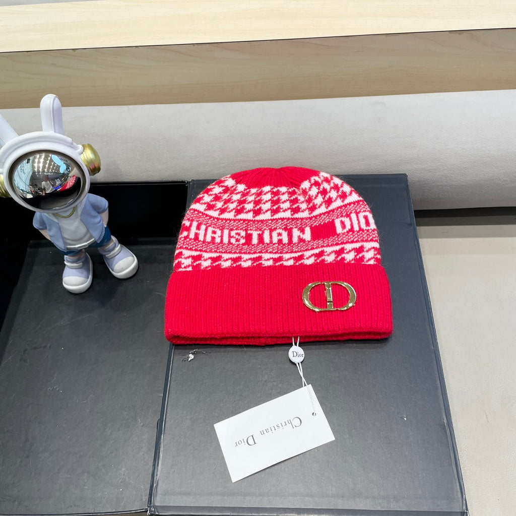 KNITTED BEANIE HAT IN RED CASHMERE WOOL 422478