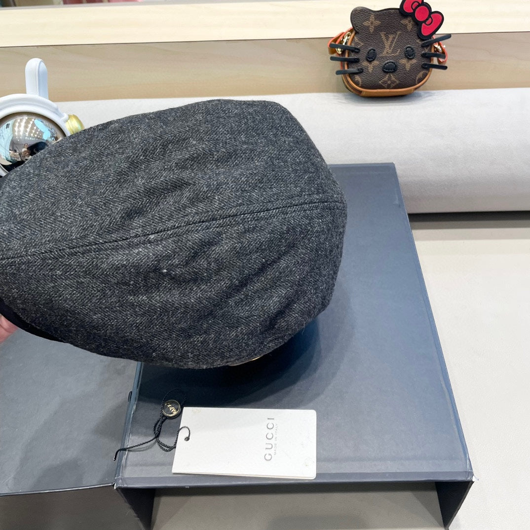 BERET RETRO HAT IN MOUSE GRAY CASHMERE 431370
