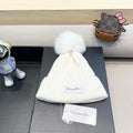 KNITTED BEANIE HAT IN WHITE WOOL AND FOX FUR 435031