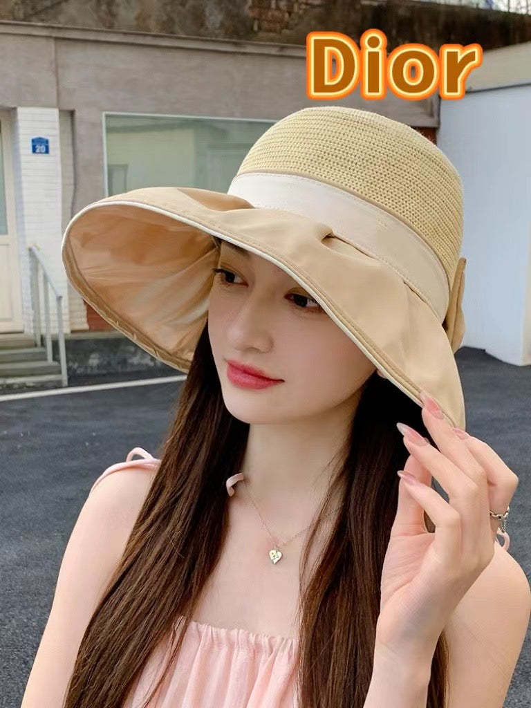 DIOR 26S MESH WIDE-BRIM HAT WITH BOW STYLE 35