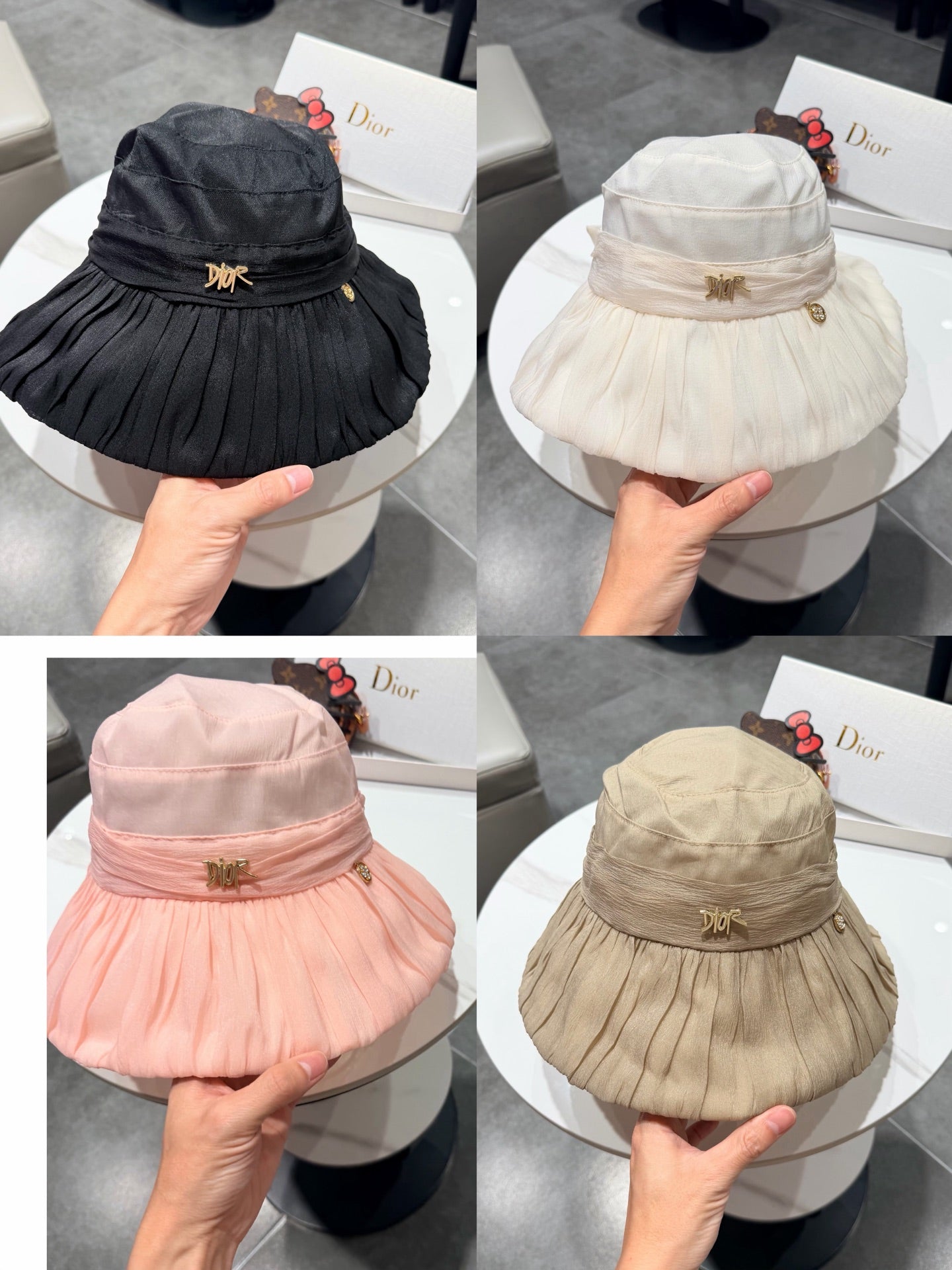 DIOR 26S PLEATED WIDE-BRIM BUCKET HAT STYLE 14