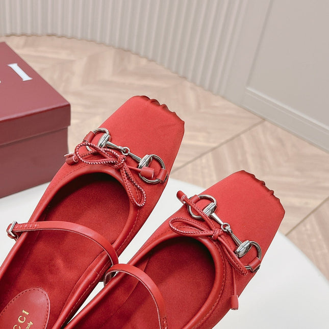 GG BALLET FLAT CRIMSON SILK