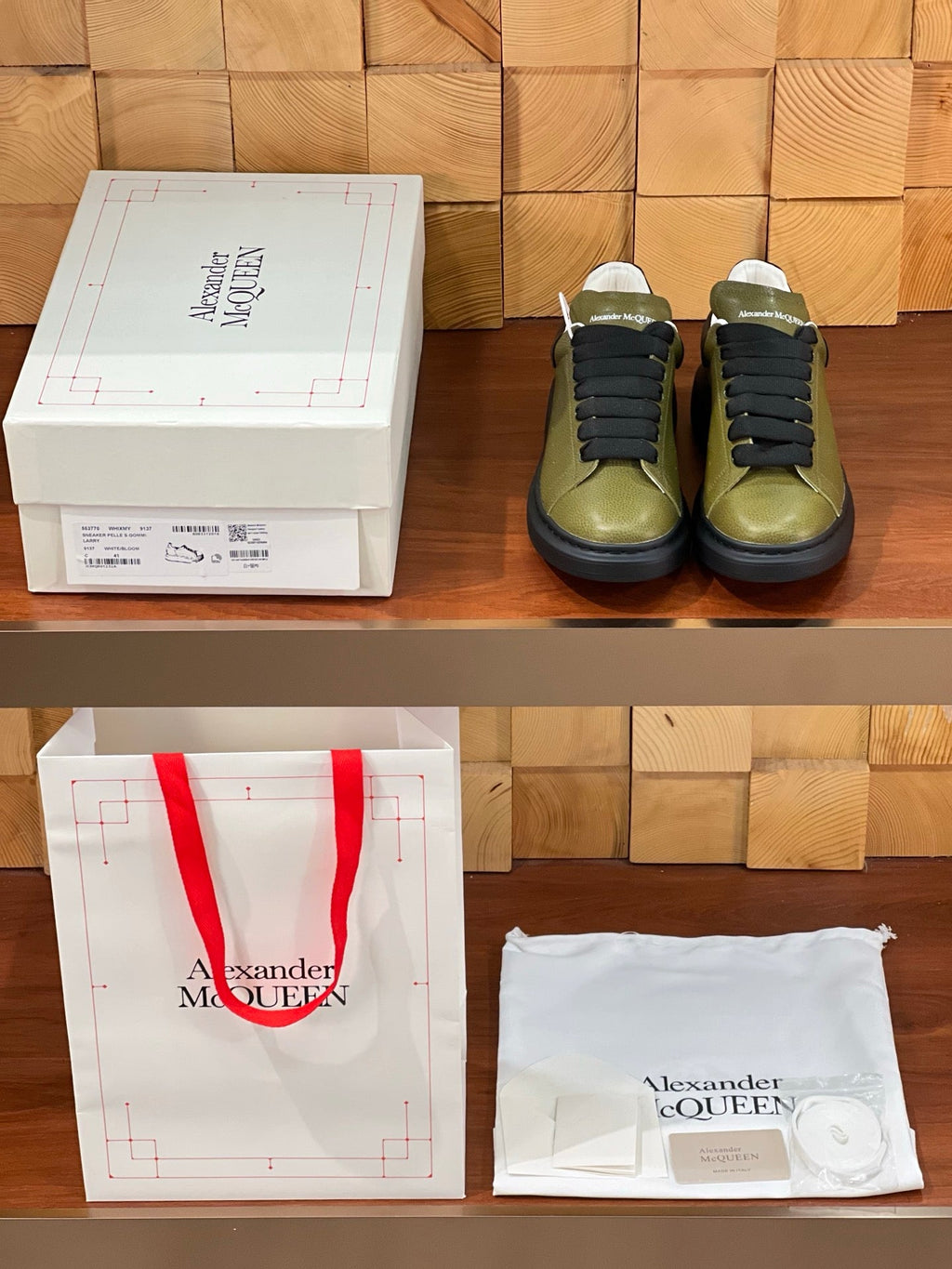 OVERSIZED SNEAKERS IN ARMY GREEN CALFSKIN