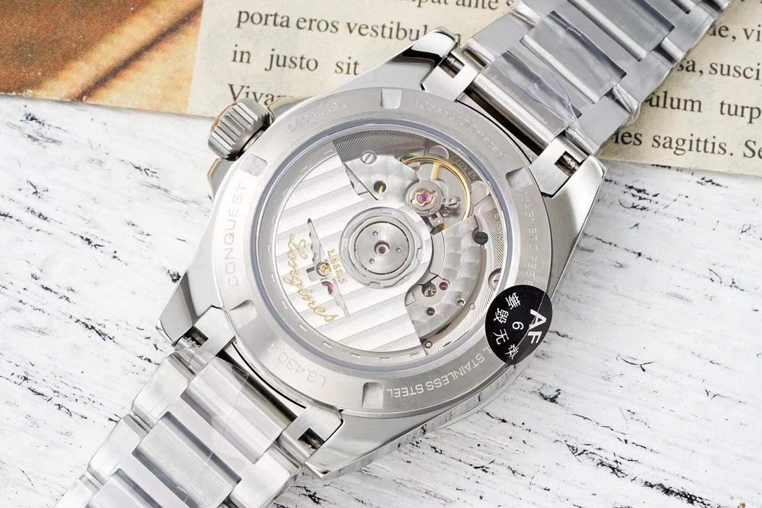 CONQUEST WATCH SILVER CASE WITH CHOCOLATE BROWN DIAL