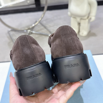 PRADA 25S PLATFORM MARY JANE SHOES IN DARK BROWN SUEDE STYLE 3