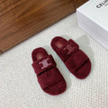 CELINE 26S TWO-STRAP SANDALS IN DARK RED WOOL