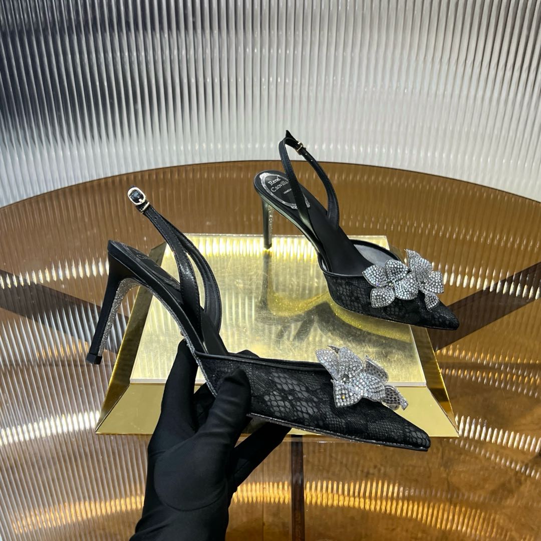 FLORIANE SLINGBACK 80 BLACK LAMBSKIN