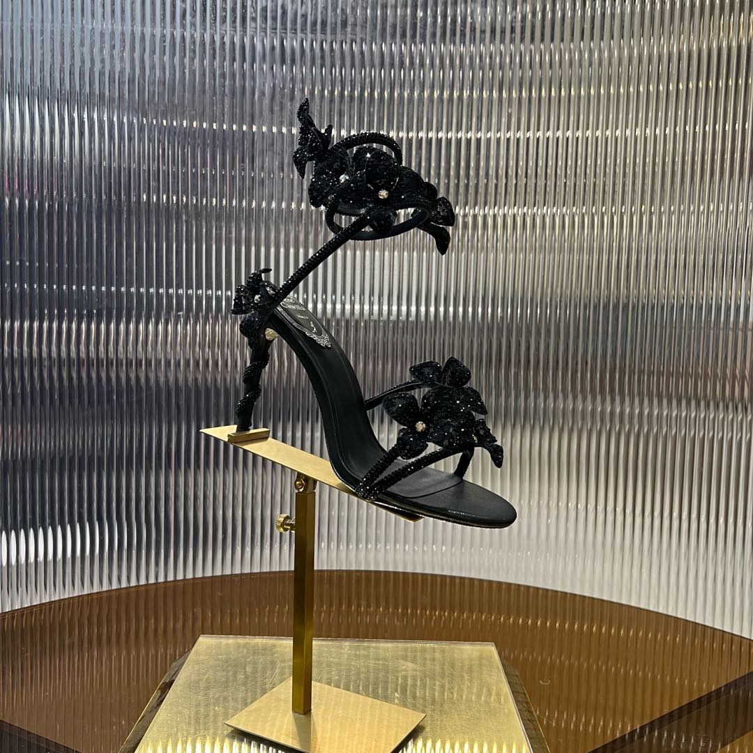 MARGOT WHITE SANDAL WITH FLOWERS 95 MM BLACK