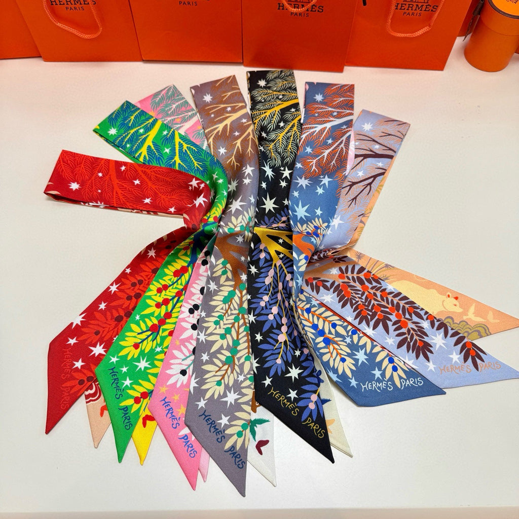 HERMES 25S SILK NECKERCHIEF 86 IN SILK 714352