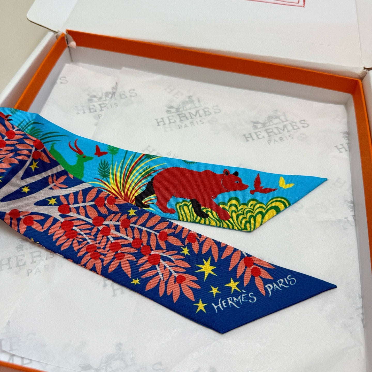 HERMES 25S SILK NECKERCHIEF 86 IN SILK 714353