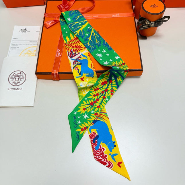 HERMES 25S SILK NECKERCHIEF 86 IN SILK 714355