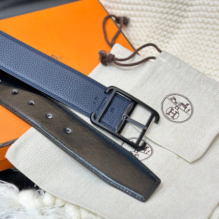 HM HADRIEN 38MM REVERSIBLE BELT NAVY BLUE AND BLACK LEATHER BLACK BUCKLE